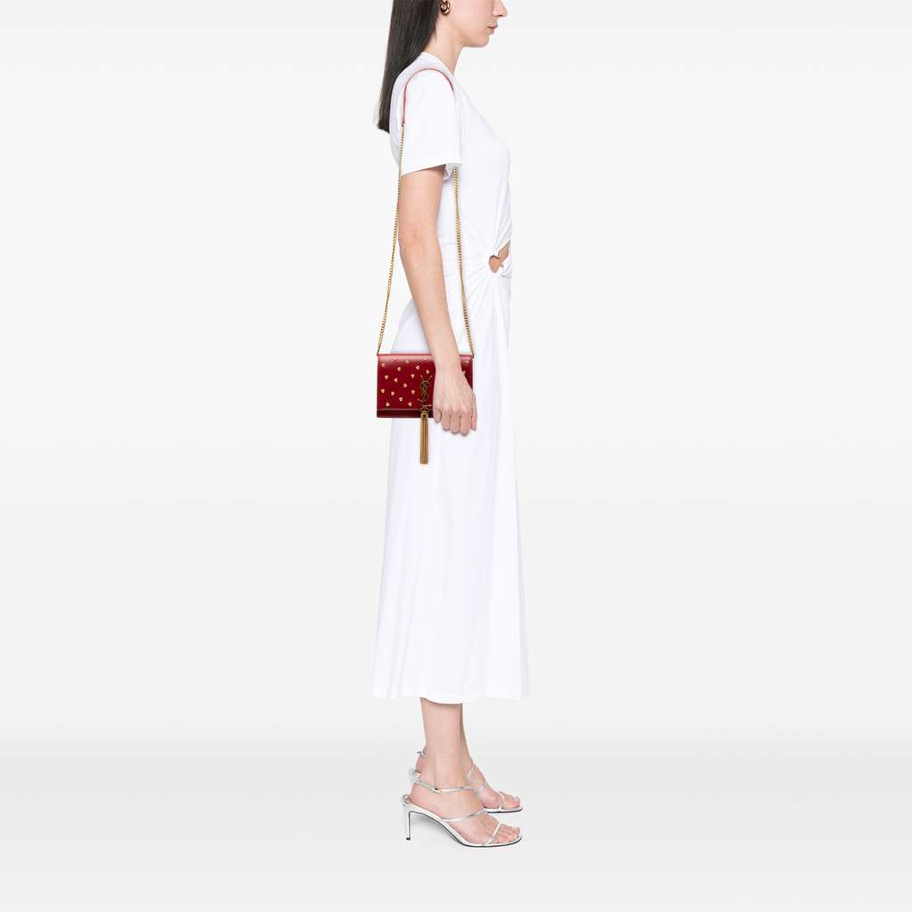 Saint Laurent Calfskin Heart Studded Classic Monogram Kate Tassel Wallet on Chain - Detail 2