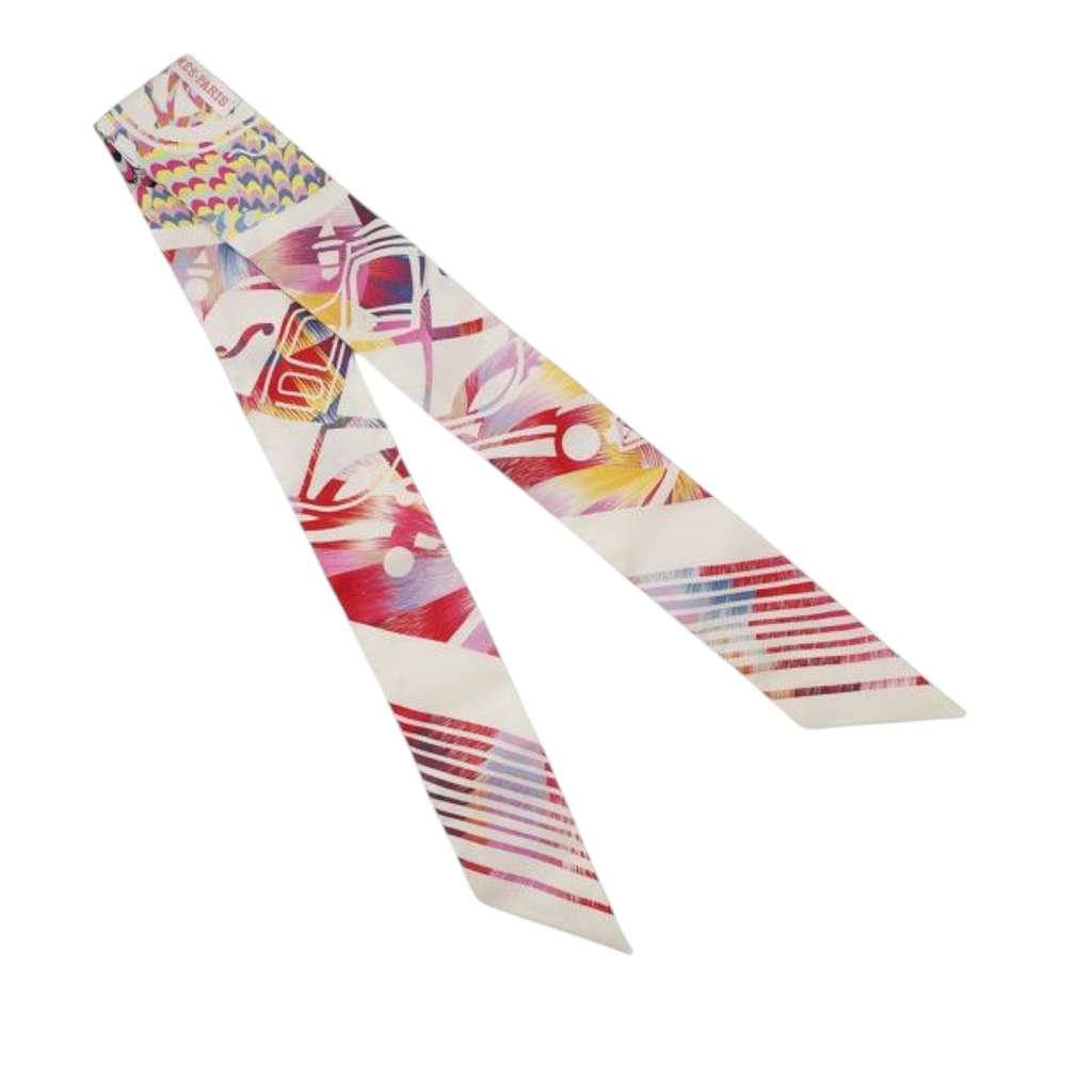 Hermès Ex Libris Marble Silk Twilly Scarf