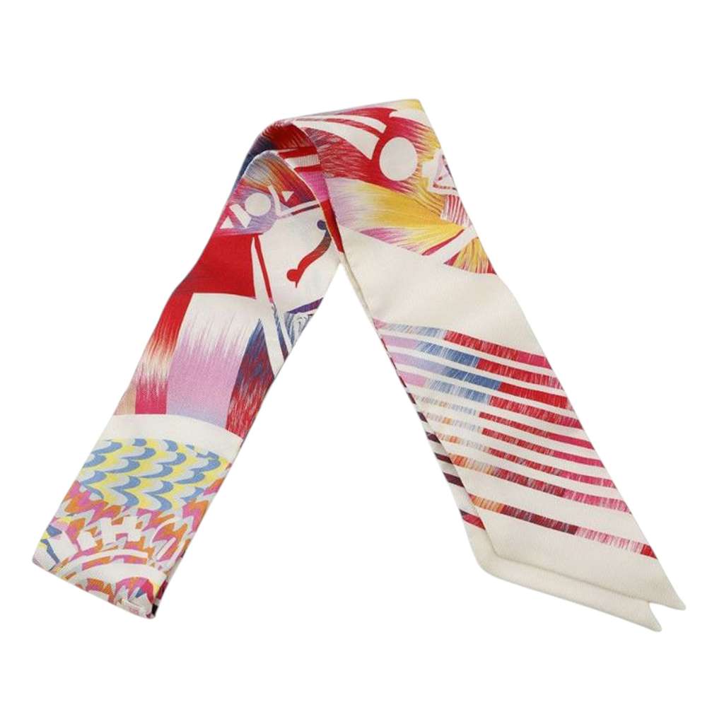 Hermès Ex Libris Marble Silk Twilly Scarf - Detail 2