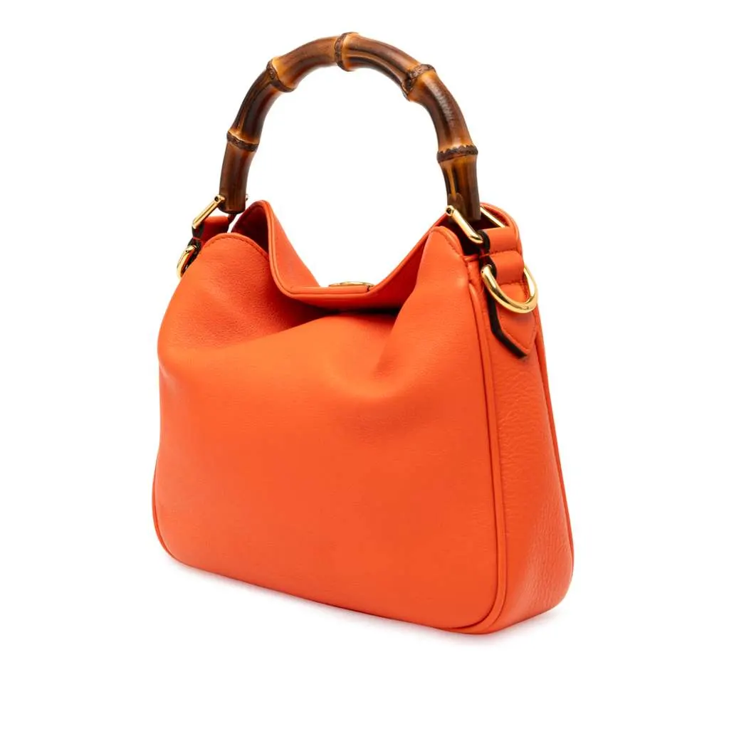 Gucci Small Leather Bamboo Diana Satchel Orange Leather Good - Back View