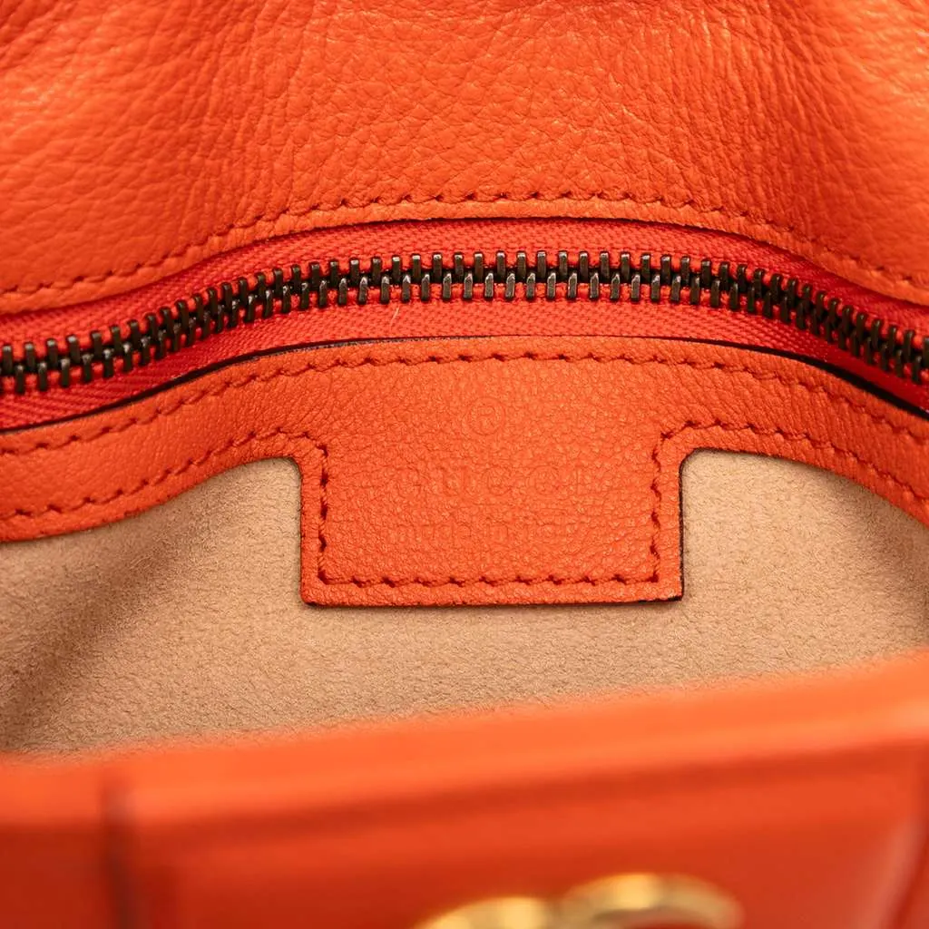Gucci Small Leather Bamboo Diana Satchel Orange Leather Good - Box View
