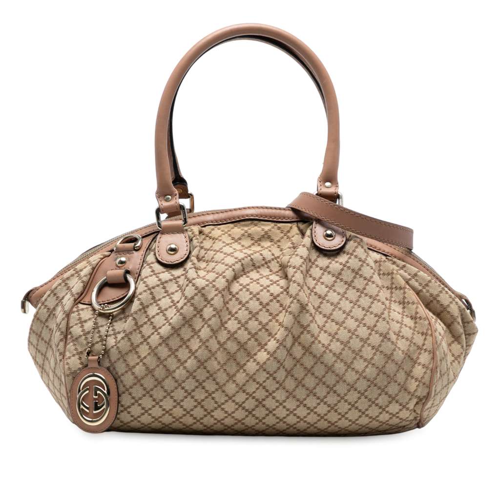 Gucci Diamante Canvas Sukey Satchel