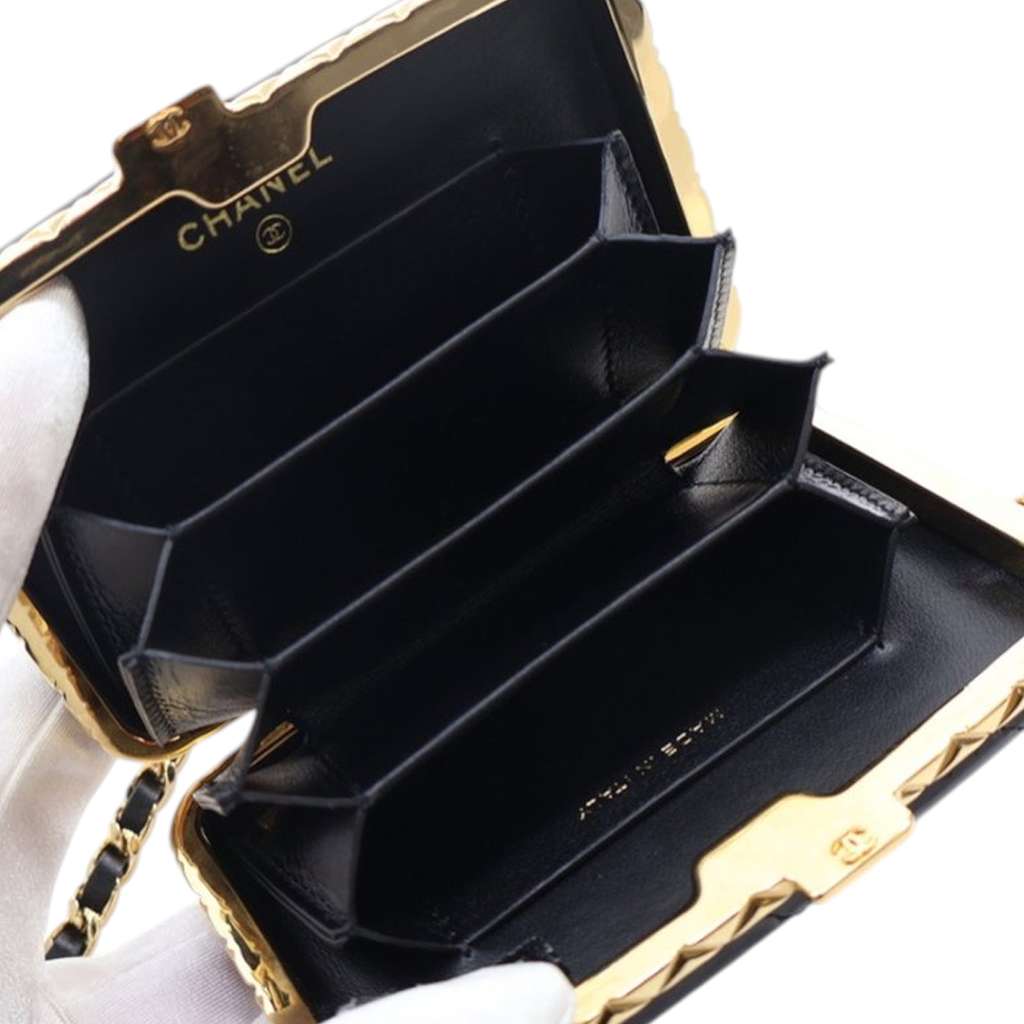 Chanel Small Glazed Goatskin Box With Chain - Side view