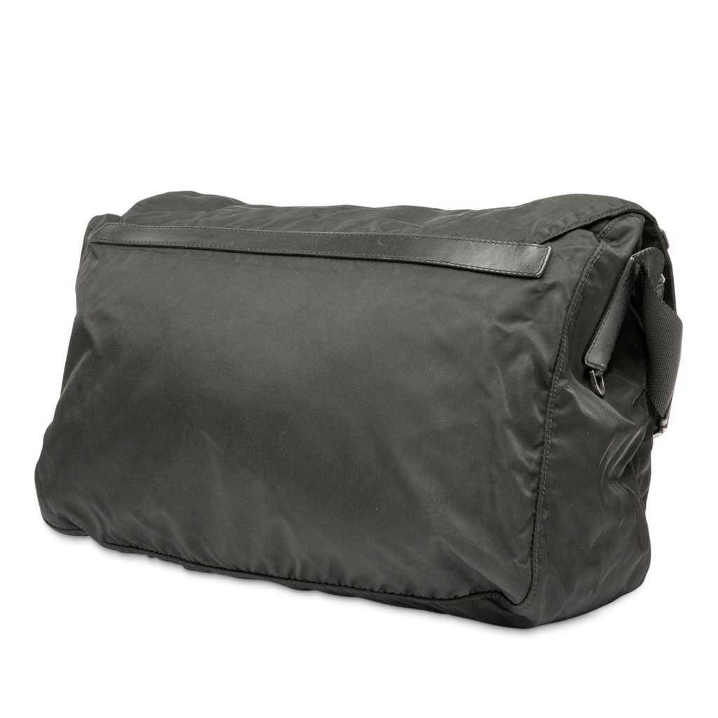 Prada Tessuto Zip Double Buckle Messenger Bag - Back view