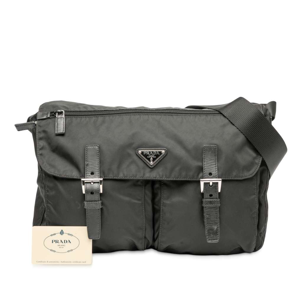 Prada Tessuto Zip Double Buckle Messenger Bag - Image 10