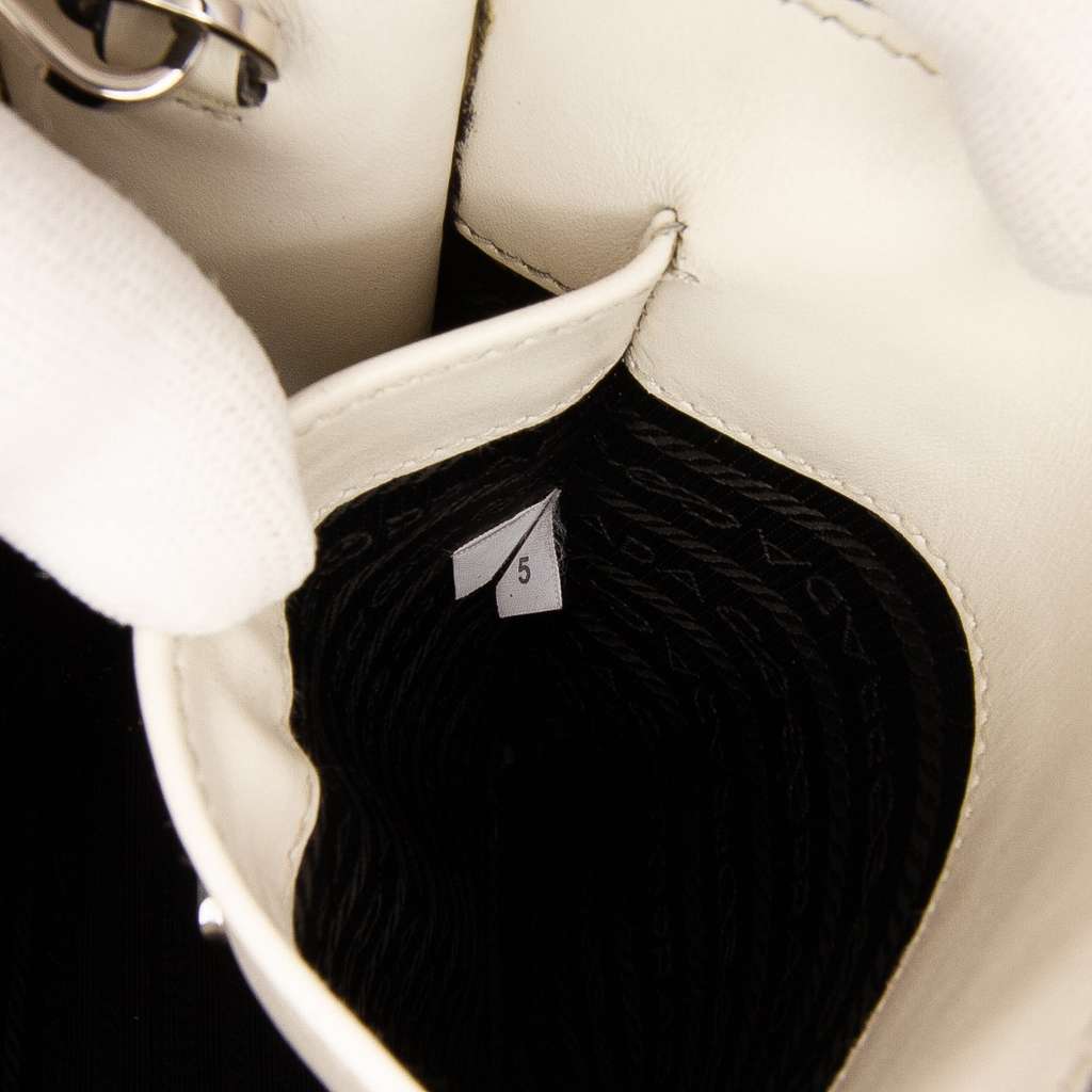 Prada Mini Soft Calf Logo Drill Satchel - Side view