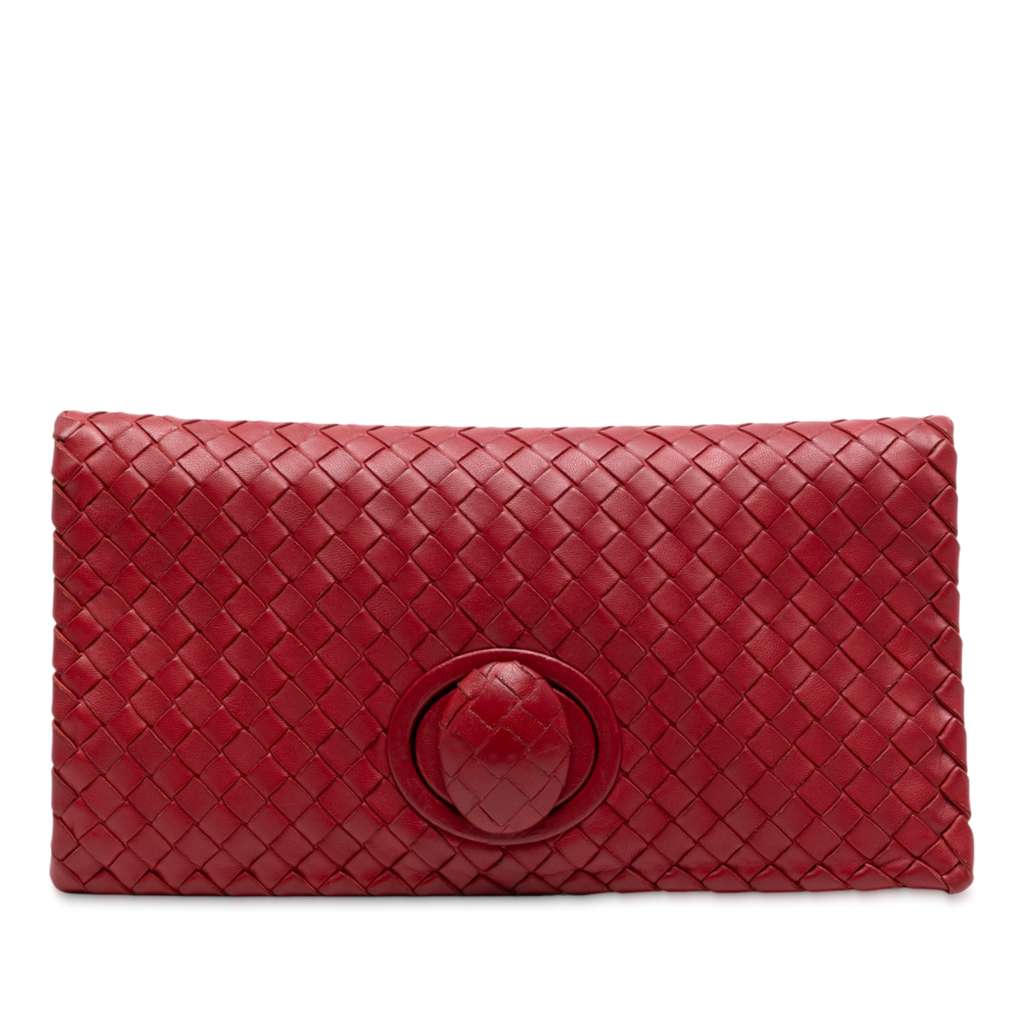 Bottega Veneta Nappa Intrecciato Turn Lock Clutch