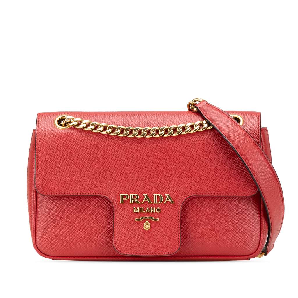 Prada Saffiano Pattina Chain Crossbody