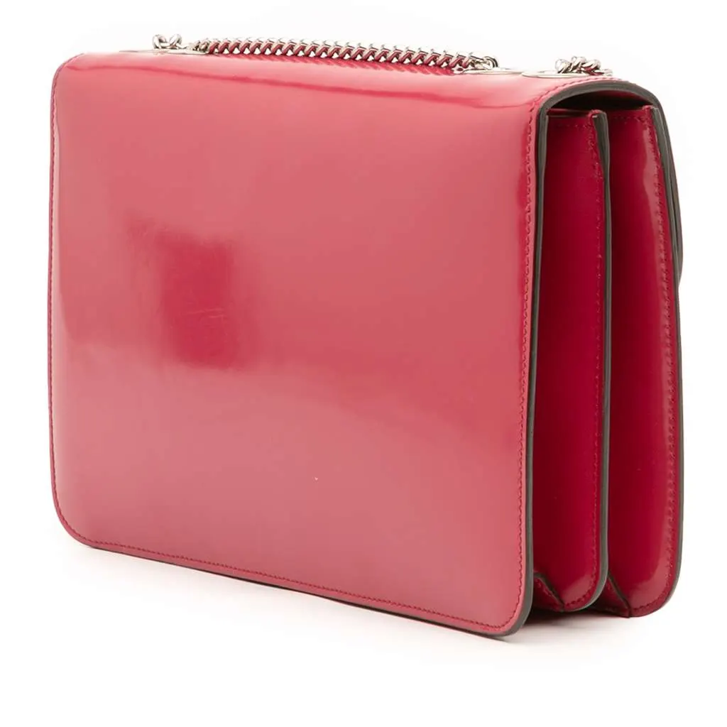Gucci Medium Patent Dollar Interlocking G Crossbody Red Leather Good - Back View