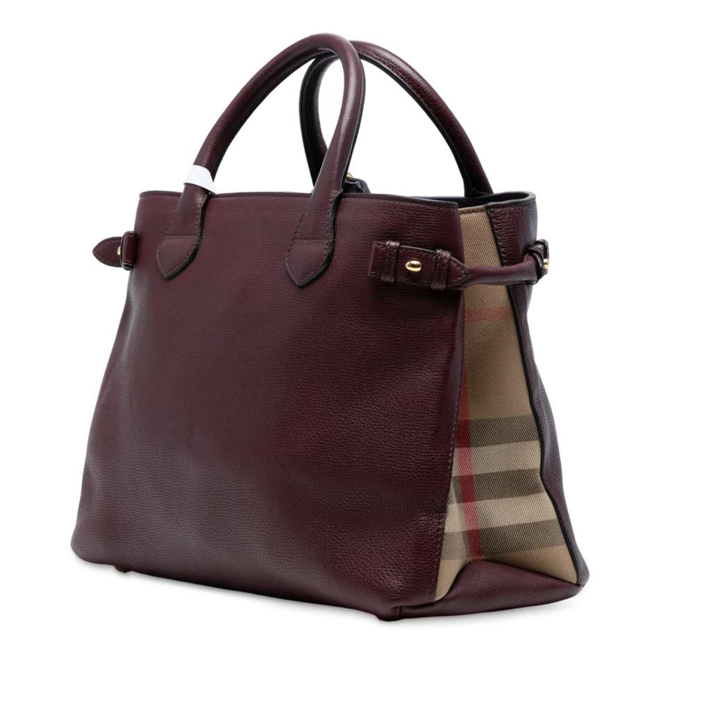 Burberry Medium Leather and House Check Banner Satchel - 2