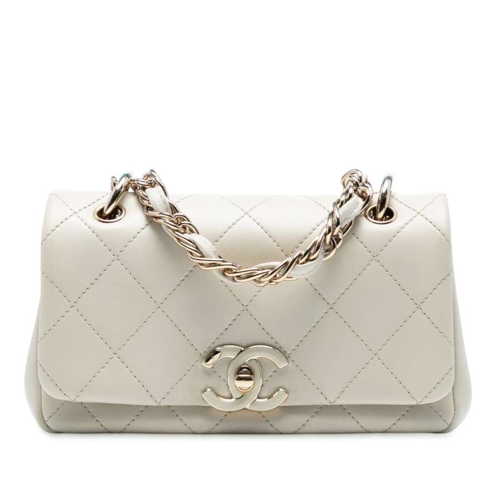 Chanel Medium Lambskin Twist Chain Enamel CC Flap