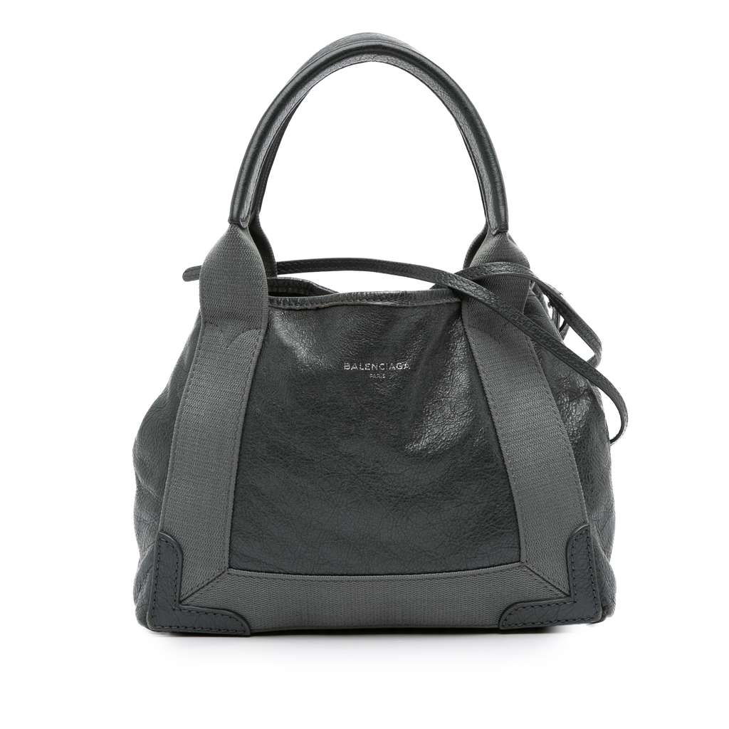 Balenciaga Leather Navy Cabas Satchel XS