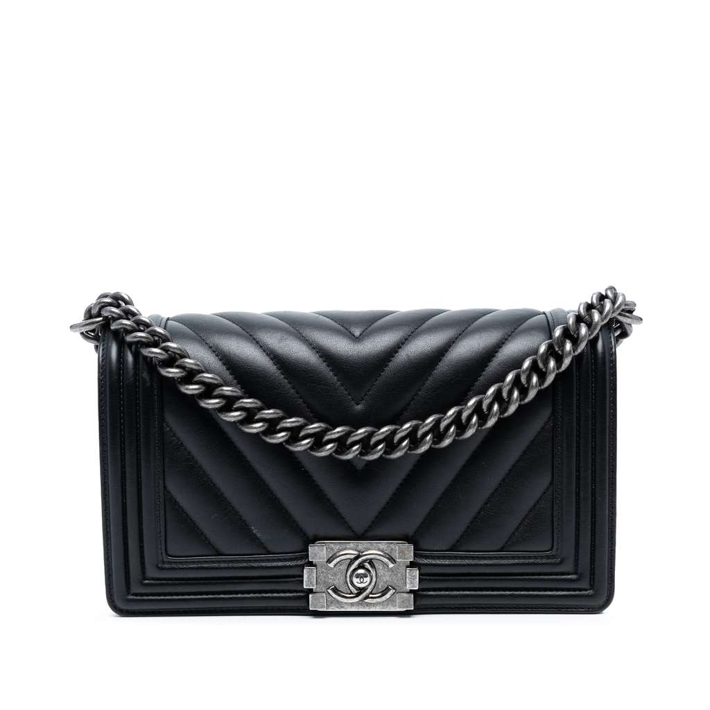 Chanel Old Medium Chevron Lambskin Boy Flap