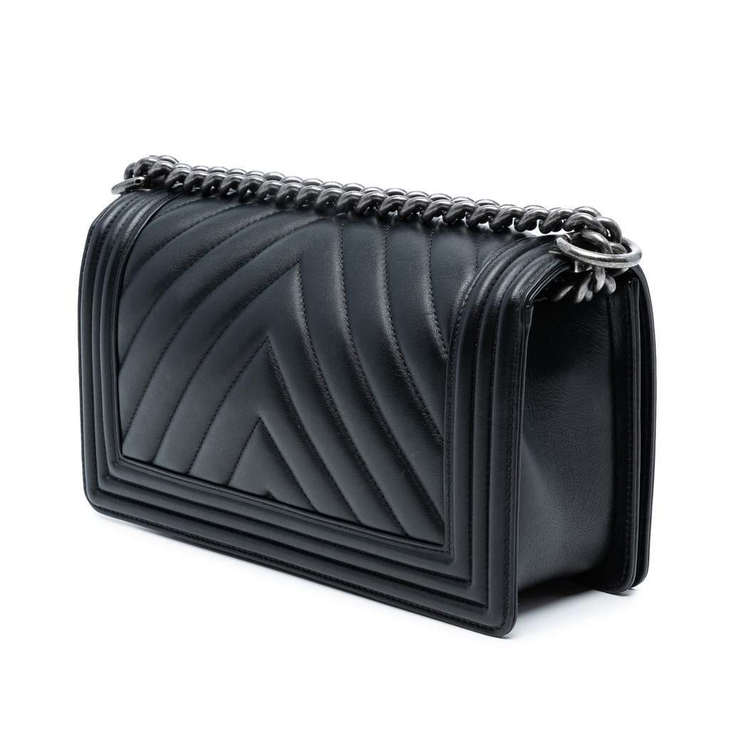 Chanel Old Medium Chevron Lambskin Boy Flap - Back view