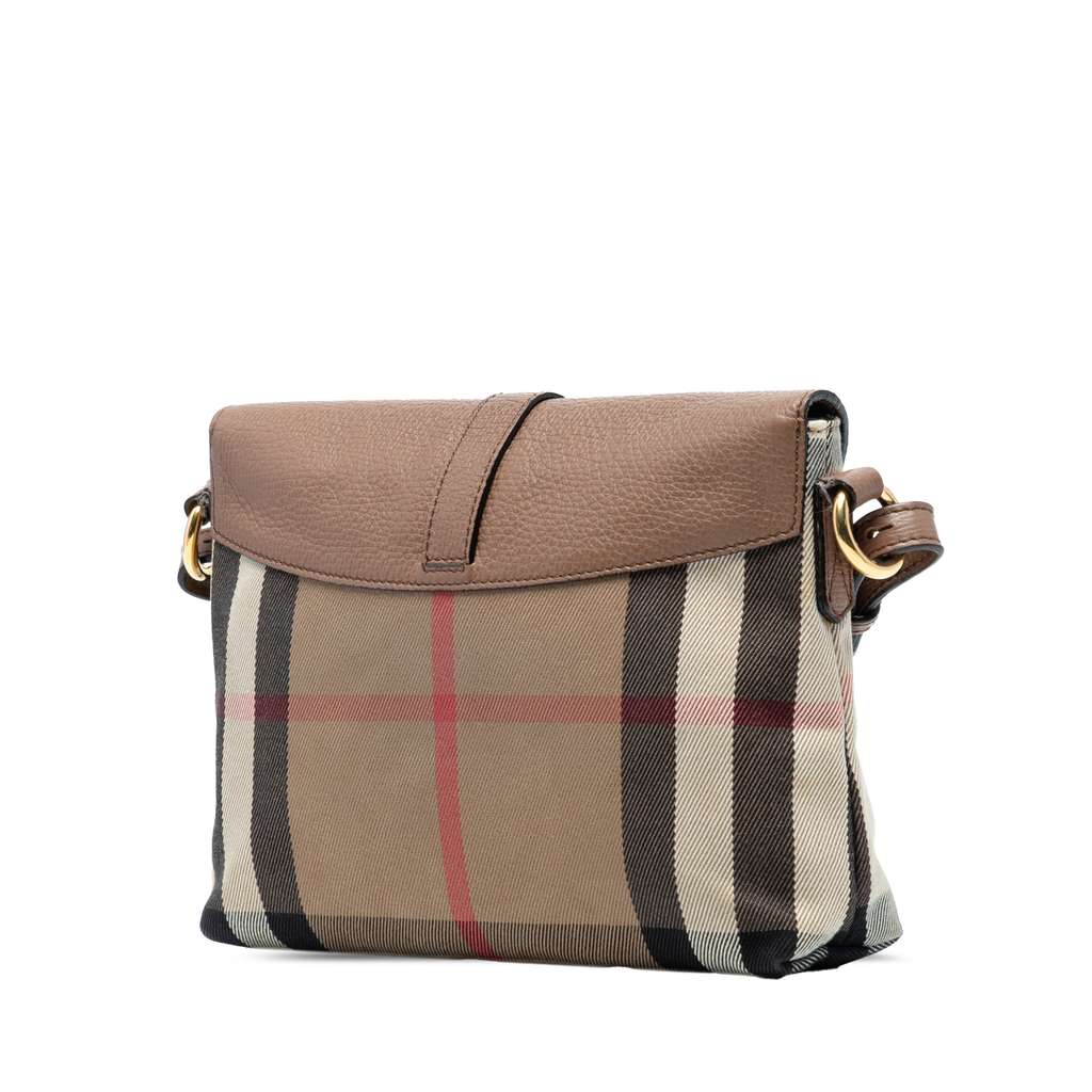 Burberry Small House Check Canvas and Leather Horseshoe Milton Crossbody - Back view