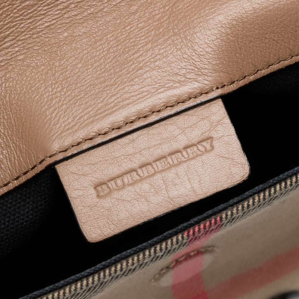 Burberry Small House Check Canvas and Leather Horseshoe Milton Crossbody - Side view