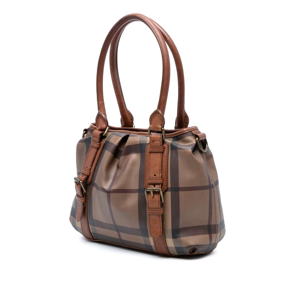 Burberry Smoke Check Coated Canvas Northfield Satchel - Back view