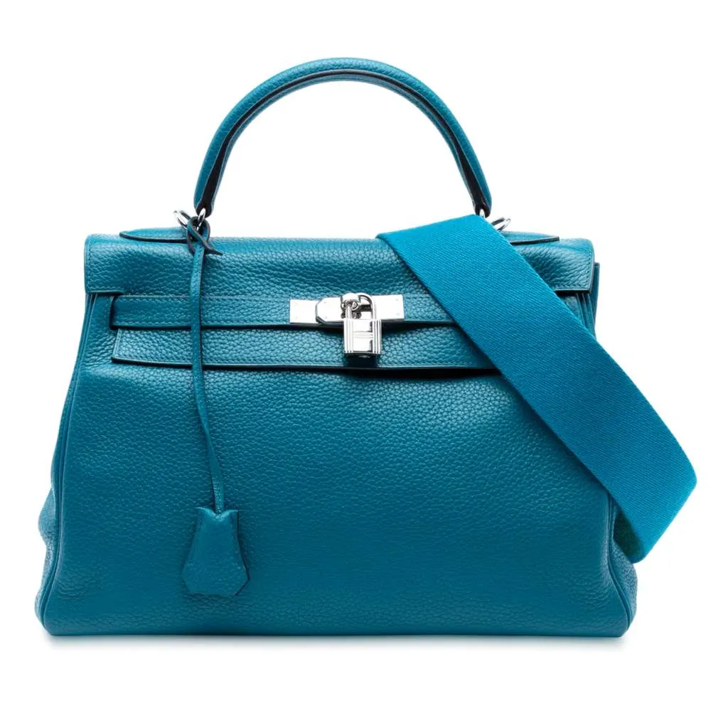 Hermès Togo Amazon Kelly II Retourne 32 Blue Leather Very good - Front View