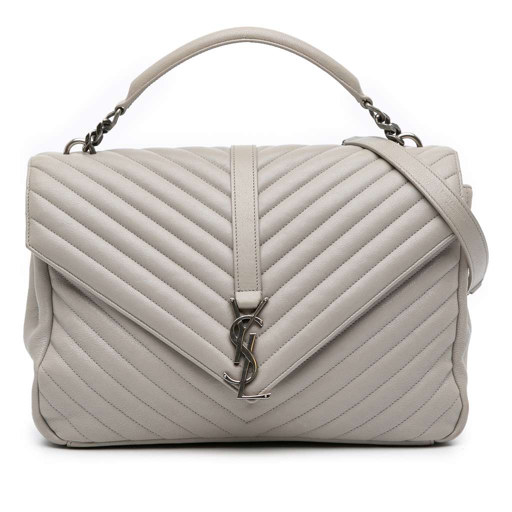 Saint Laurent Large Chevron Sheepskin Monogram College Satchel