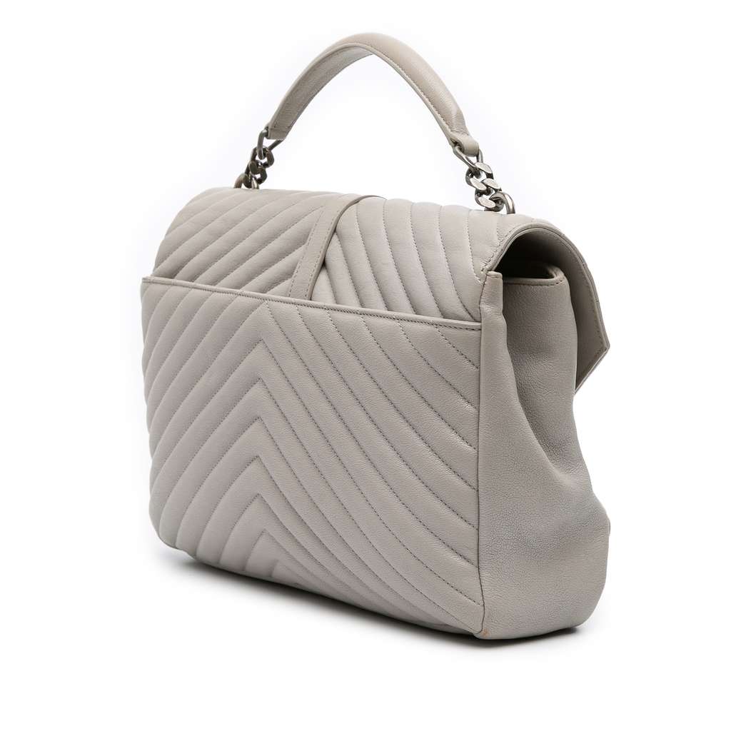 Saint Laurent Large Chevron Sheepskin Monogram College Satchel - Back view