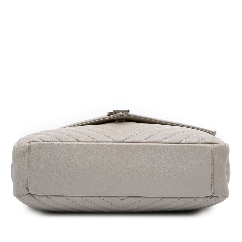 Saint Laurent Large Chevron Sheepskin Monogram College Satchel - Image 6