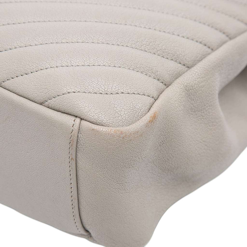 Saint Laurent Large Chevron Sheepskin Monogram College Satchel - Image 12