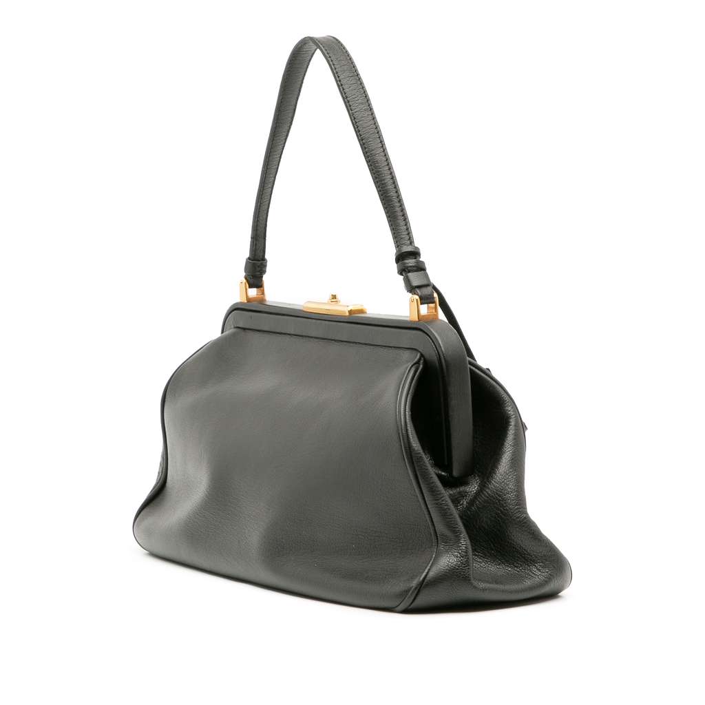 Prada Goatskin Top Lock Frame Handbag - 2