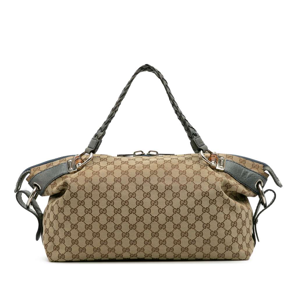 Gucci Medium GG Canvas Bamboo Bar Tote