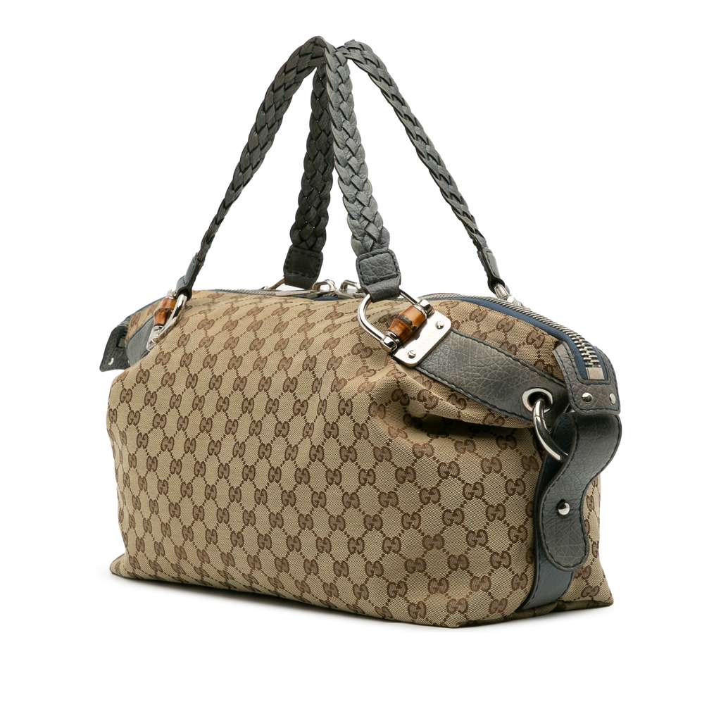 Gucci Medium GG Canvas Bamboo Bar Tote - Back view