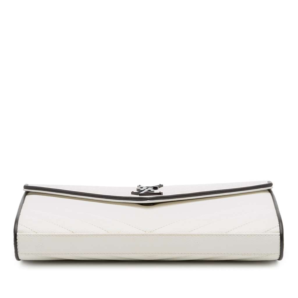 Saint Laurent Grain De Poudre Matelasse Chevron Monogram Chain Wallet - 3