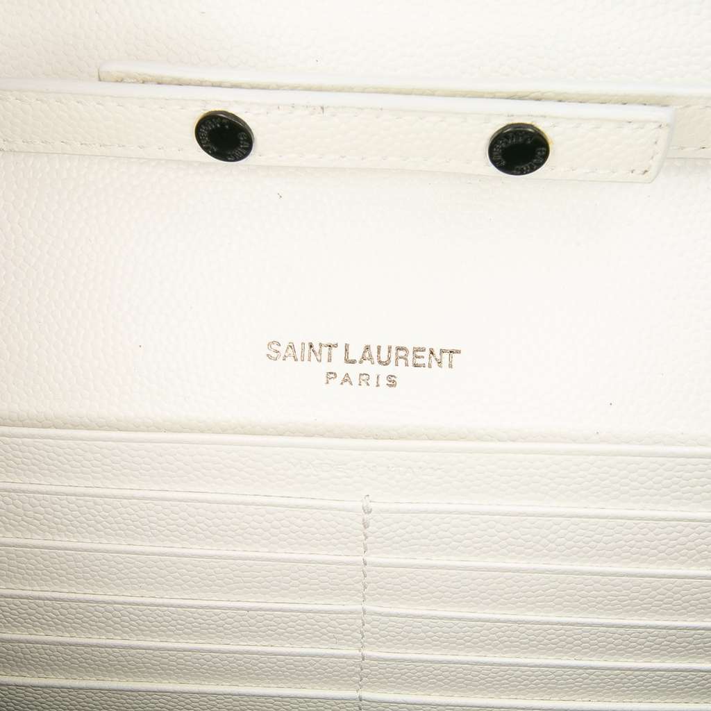Saint Laurent Grain De Poudre Matelasse Chevron Monogram Chain Wallet - 5