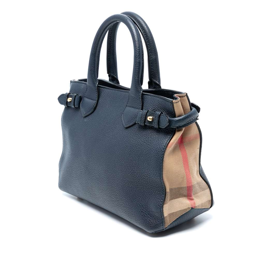 Burberry Medium Leather and House Check Banner Satchel - Back view