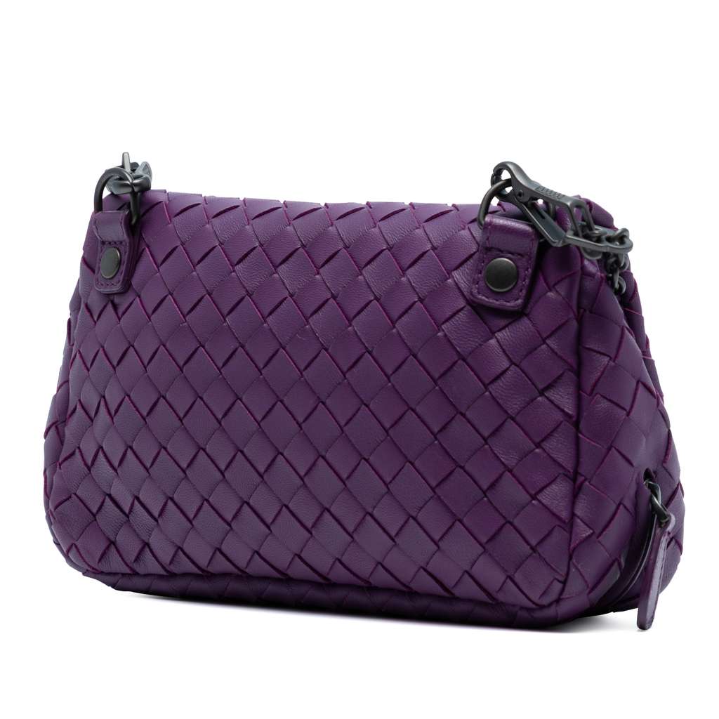 Bottega Veneta Mini Nappa Intrecciato Expandable Chain Flap Crossbody - Back view