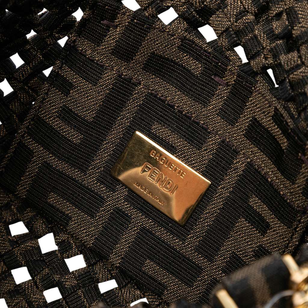 Fendi Mini Interlaced Canvas Zucca Baguette Satchel - Side view