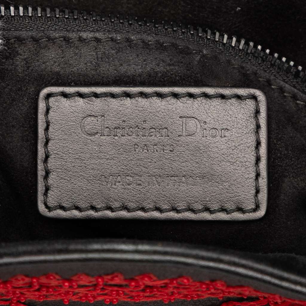 Dior Medium Smooth Calfskin Embroidered Heart Playing Cards Lady Dior - Side view