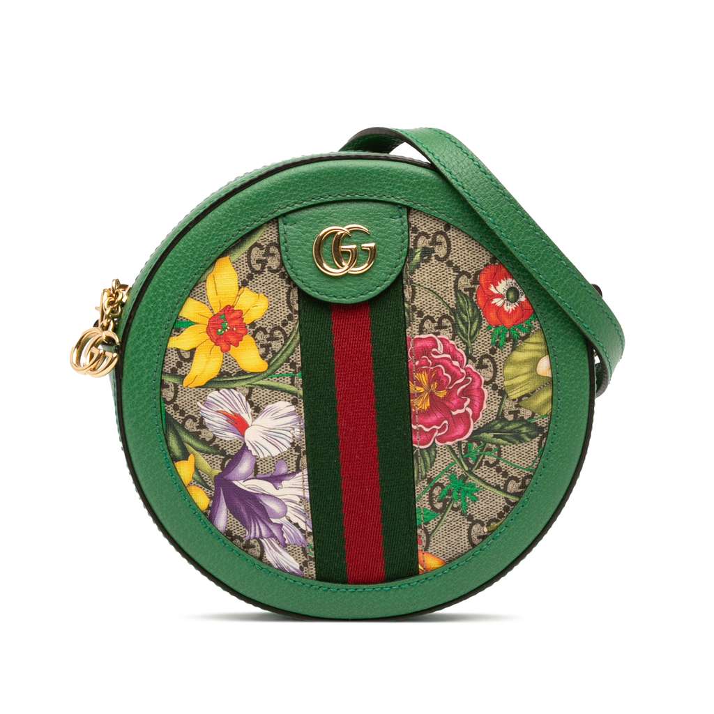 Gucci Mini GG Supreme Flora Ophidia Round Crossbody