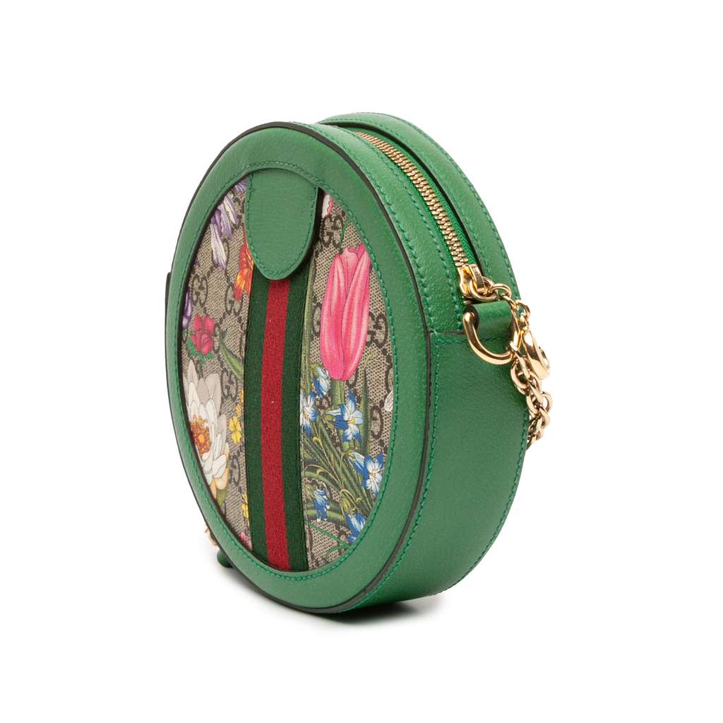 Gucci Mini GG Supreme Flora Ophidia Round Crossbody - Back view