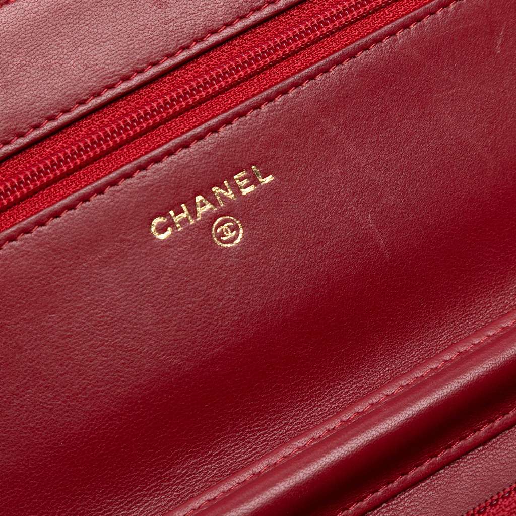 Chanel CC Stitched Lambskin Wallet On Chain - Side view