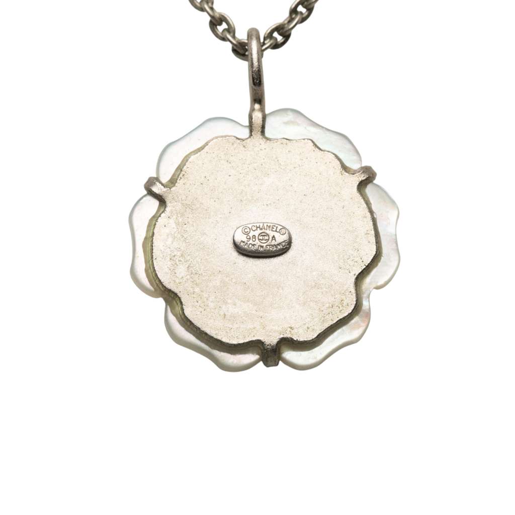 Chanel Resin Shell Camellia Pendant Necklace - 2