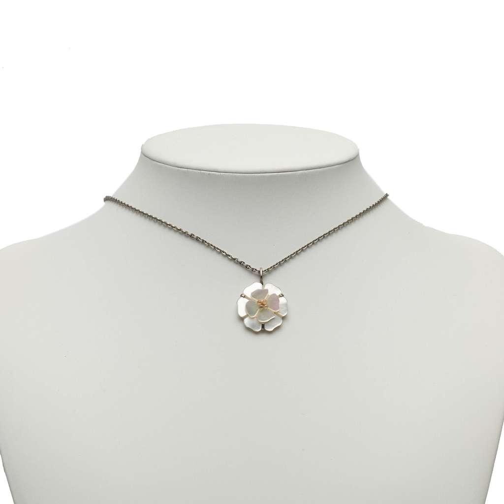 Chanel Resin Shell Camellia Pendant Necklace - 4