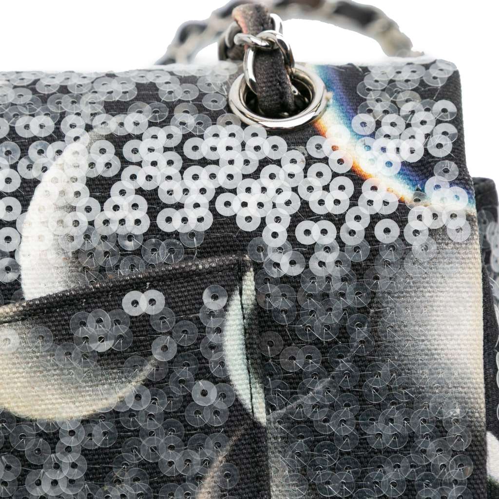 Chanel Medium Classic Canvas Sequin Moon Double Flap - Image 11