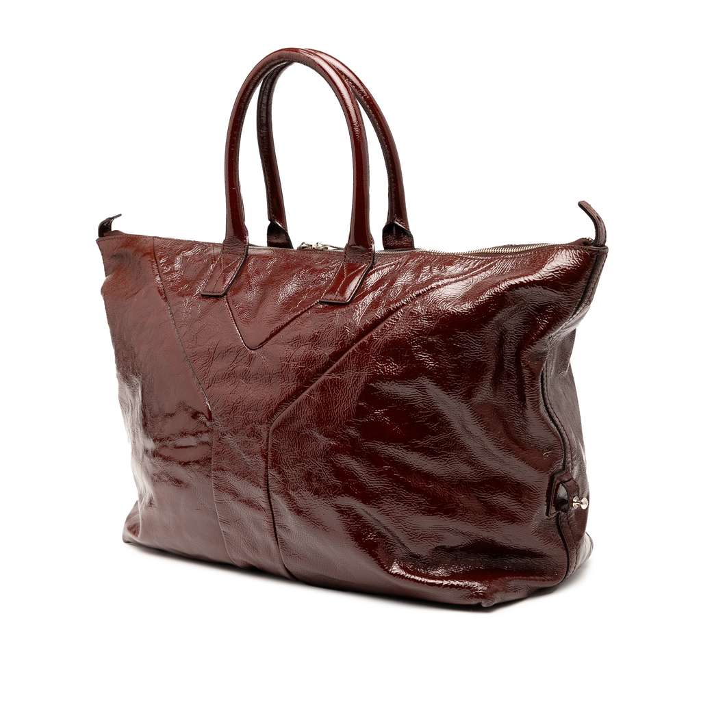 Saint Laurent Medium Textured Patent Easy Y Tote - Back view