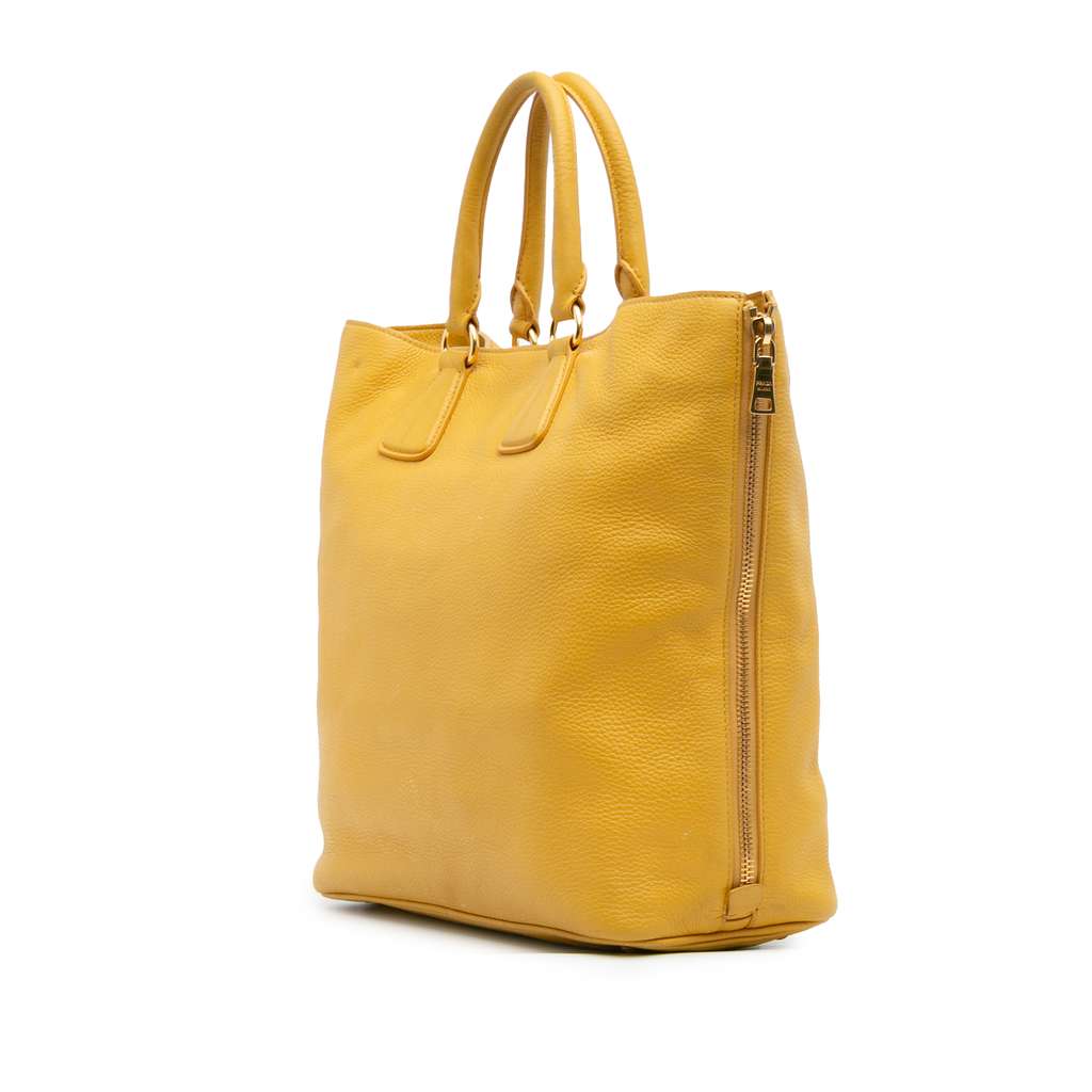 Prada Vitello Daino Side Zip Open Convertible Tote - Back view