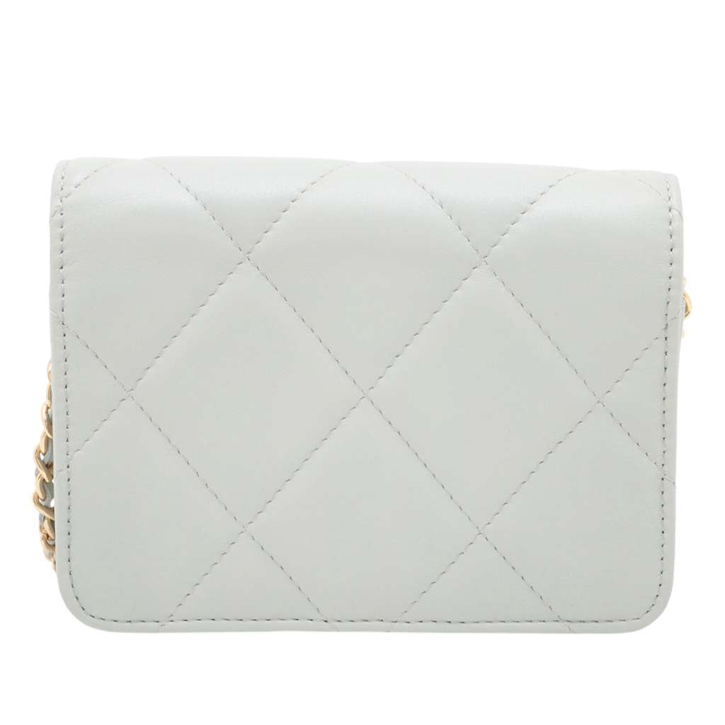 Chanel Quilted Lambskin Crystal Clutch on Chain - Back view