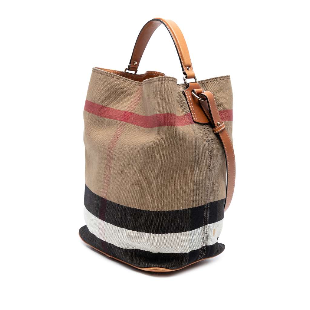 Burberry Medium Mega Check Canvas Ashby Bucket Bag - 2