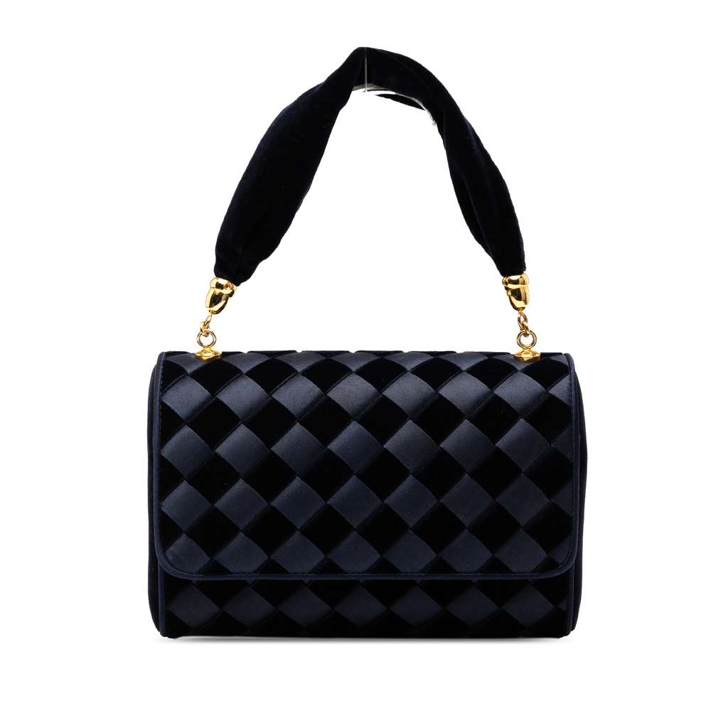 Bottega Veneta Velvet and Satin Intrecciato Top Handle Bag