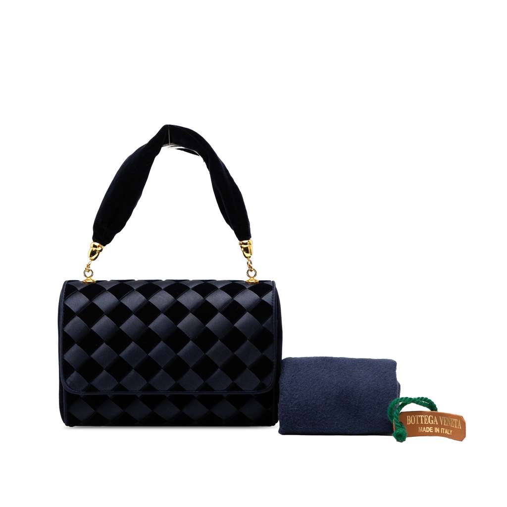 Bottega Veneta Velvet and Satin Intrecciato Top Handle Bag - Image 10