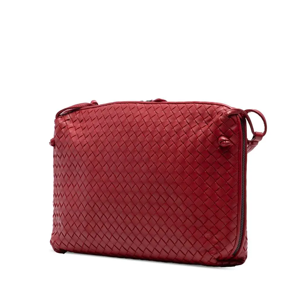 Bottega Veneta Large Nappa Intrecciato Nodini Crossbody Red Leather Good - Back View