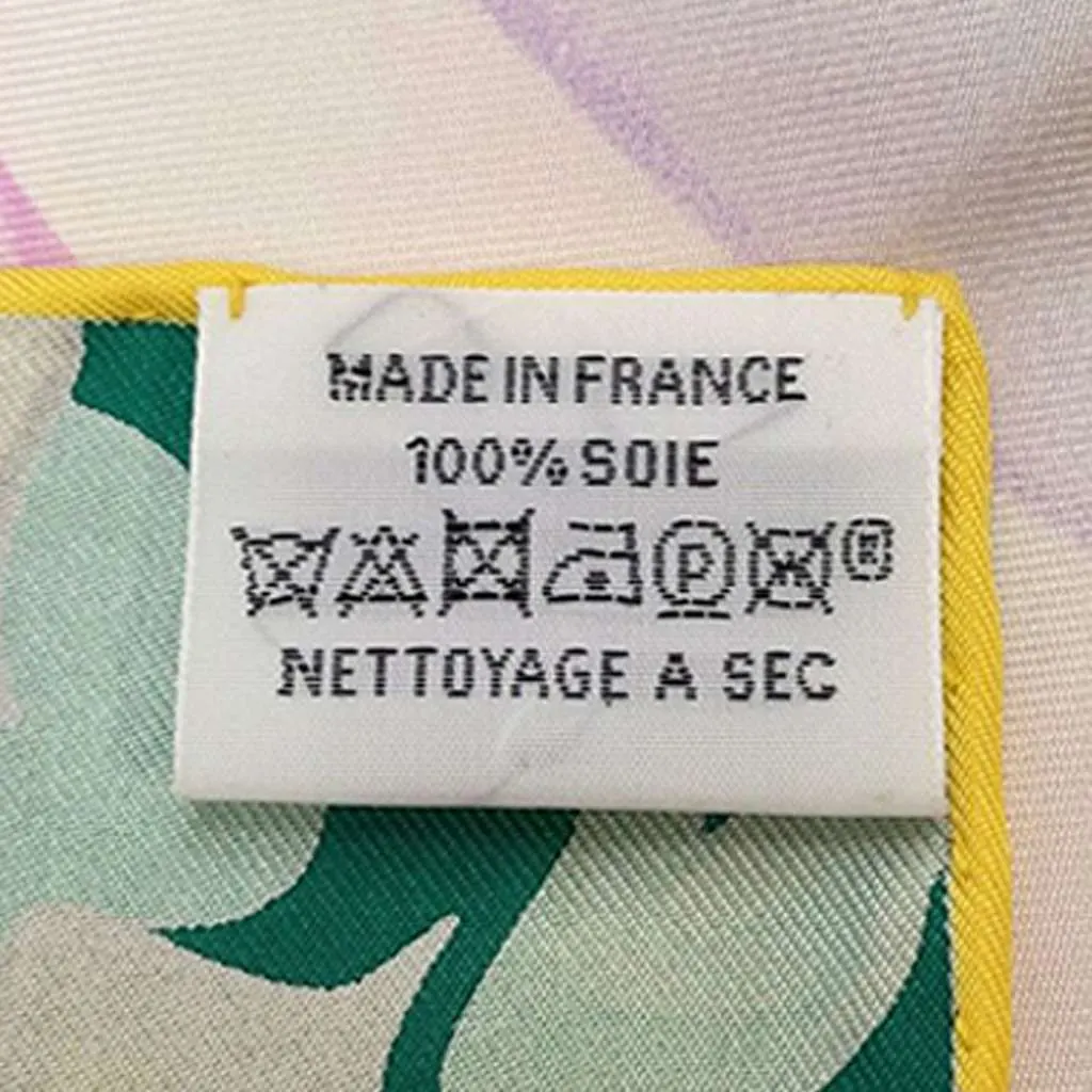 Hermès Un Carre sur L Herbe Silk Scarf 90 Green Silk Very good - Back View