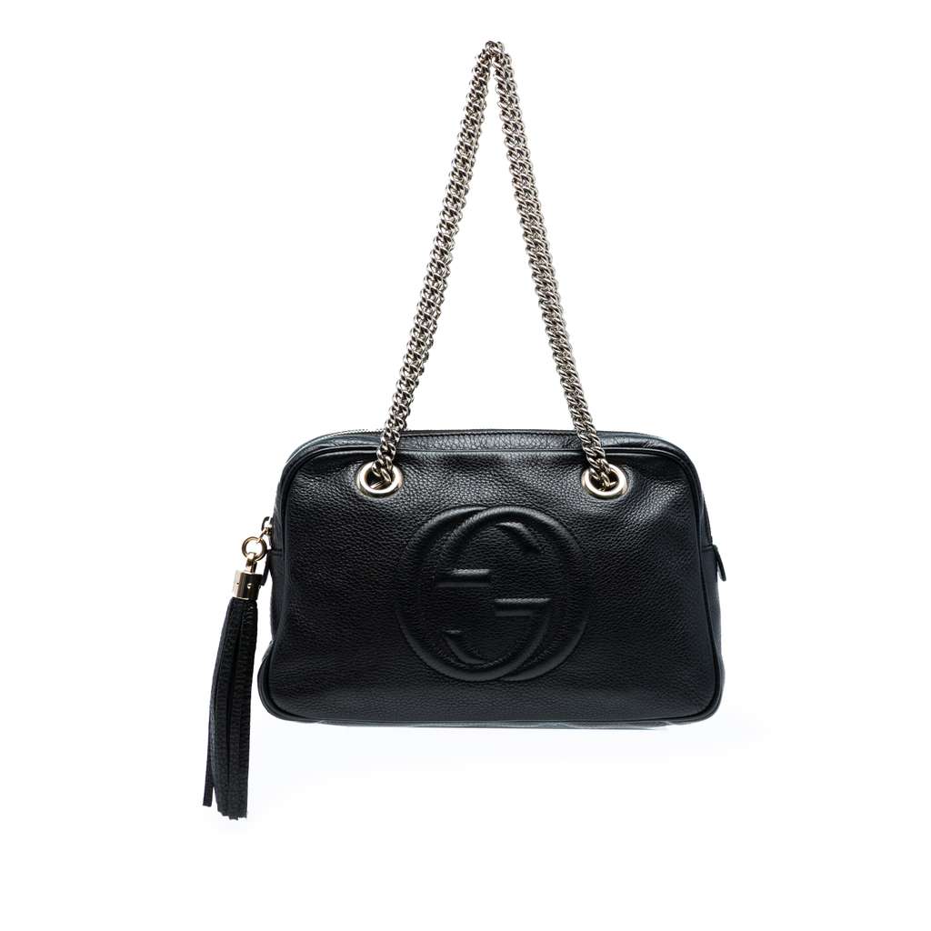 Gucci Pebbled Leather Soho Chain Zip Shoulder Bag